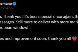 jiuyou入口-冬窗再见！夏窗正式关窗，罗马诺感谢球迷：难忘的夏天，谢谢大家